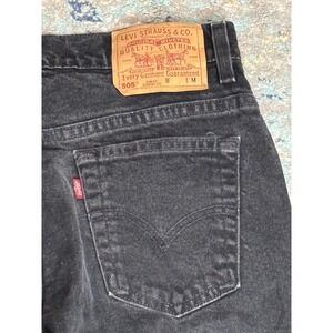 Levi's 505 Black Jeans Mens 30x30 Straight Leg Zip Fly Denim Pants Faded
